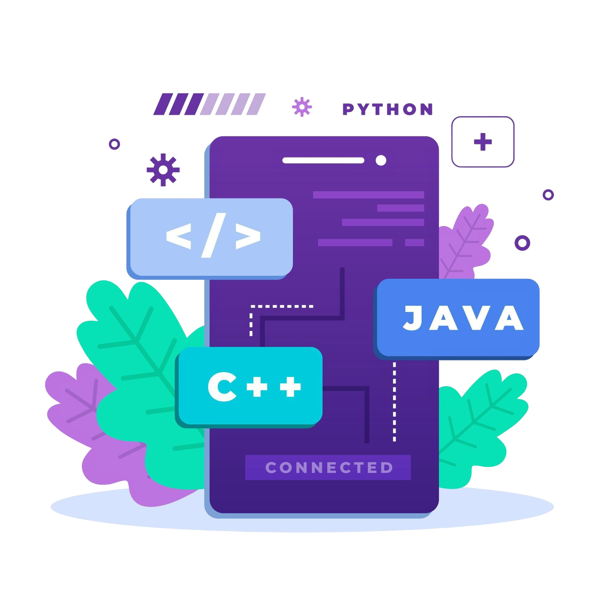 app development concept with programming languages